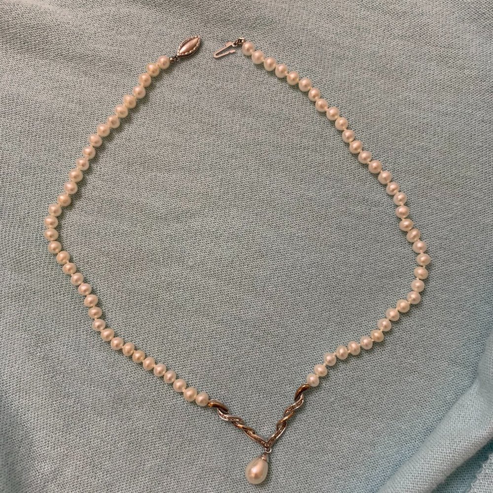 $600 Pearl Necklace with Diamonds from Ex BF w/TAG